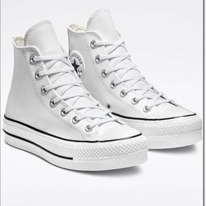 White leather platform converse !!!